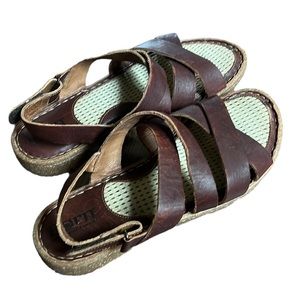 Born Brown Leather Strappy Sandal
